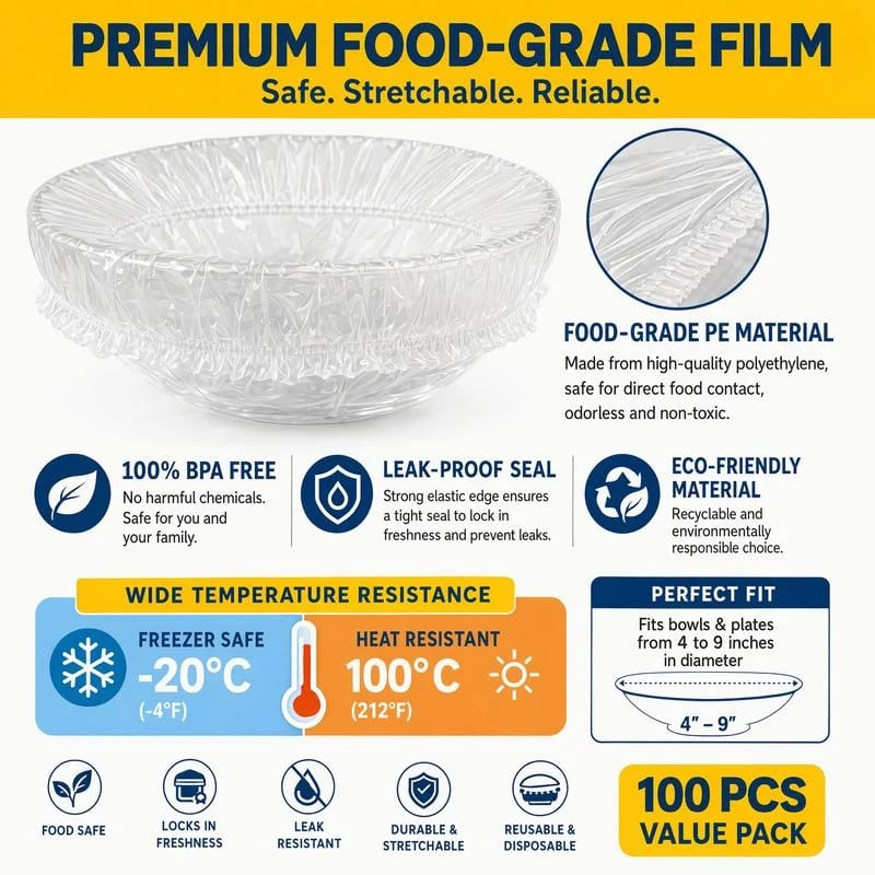 🔥LAST DAY SALE 50% OFF-100Pcs Medium Reusable Elastic Plastic Bowl Covers - Kitchen Bread Proofing,