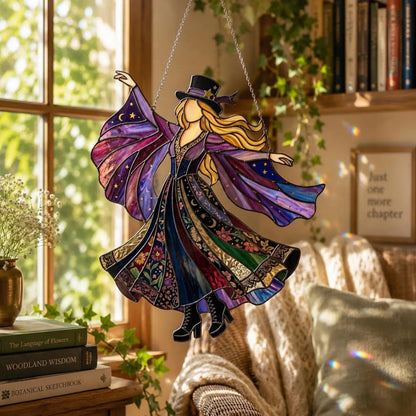 💥 LAST DAY 57% OFF - 💃 Stevie Nicks 🤘 Handmade Stained Glass Spinning Suncatcher