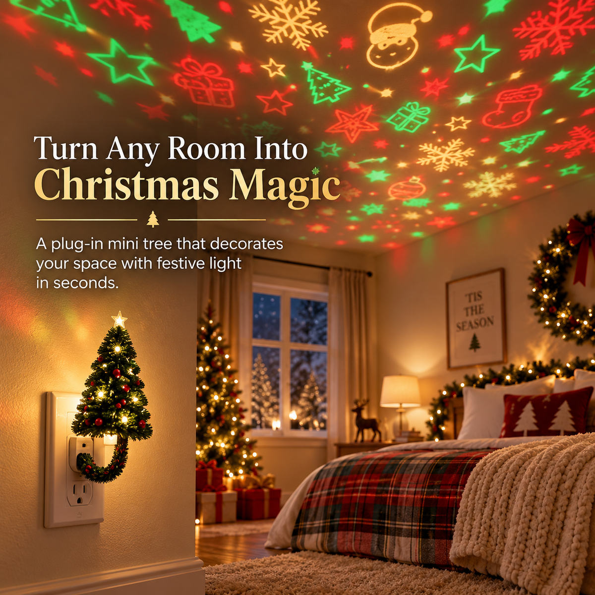 【 Limited 5% discount🎄& Free Shipping🎁】Christmas Tree Projector Night Light✨