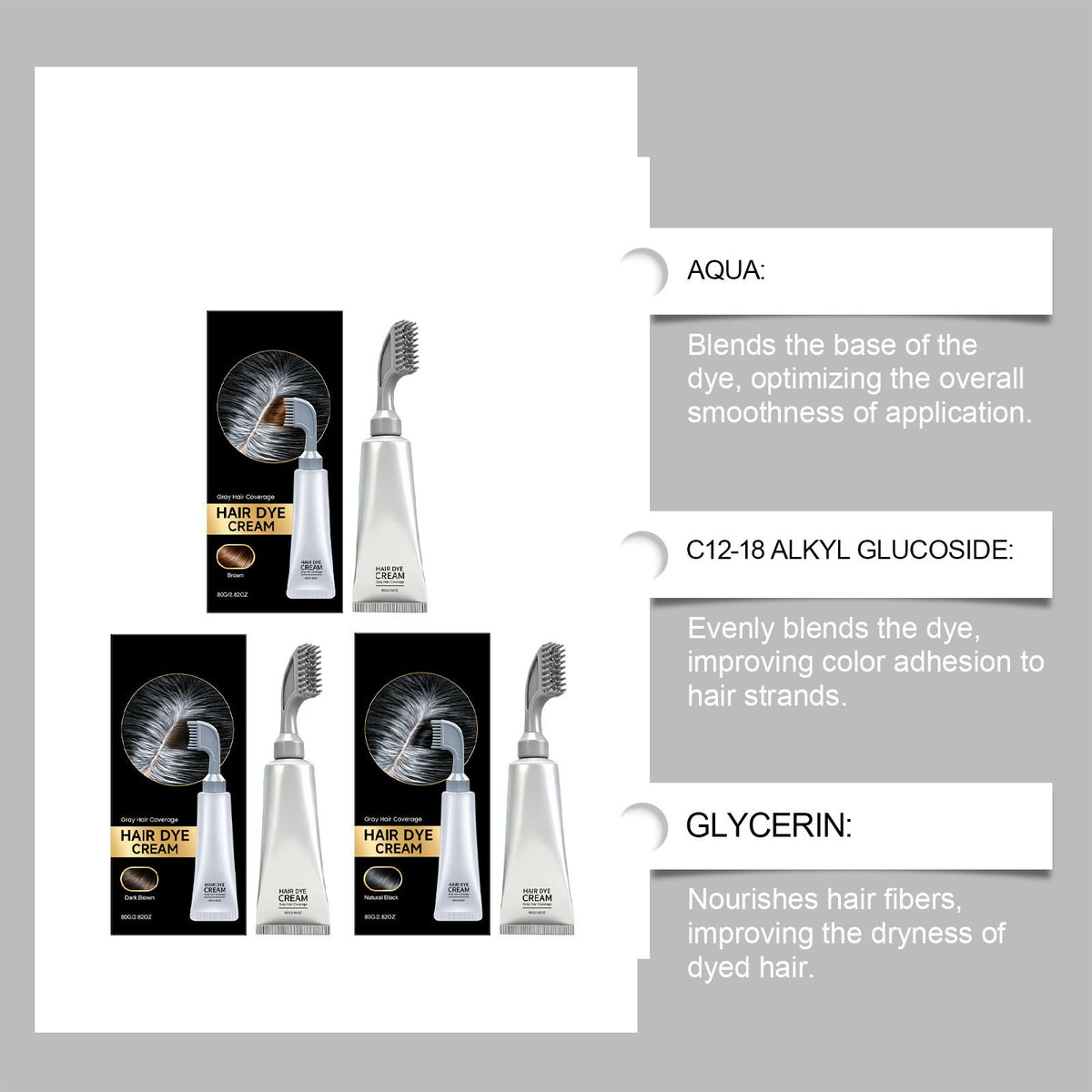✨Built‑in Comb Hair Dye Cream🪮Portable At‑Home Hair Color For Even Shiny Hair Touch‑Up