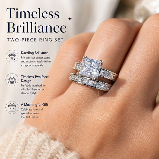 Dúo de Anillos Elegantes Corte Princesa