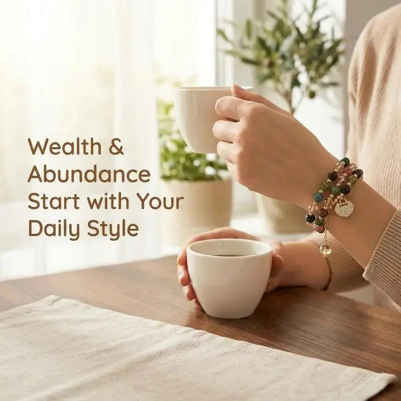 Double-Strand Natural Gemstone Bracelet – Wealth & Positive Energy, Luxury Unisex Jewelry
