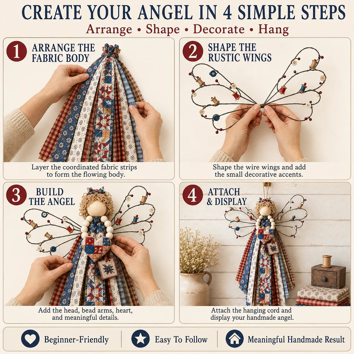 🔥This Week 50% OFF - Angel Fabric Hanging DIY Kit - Stitch a Little Blessing That Stays Forever