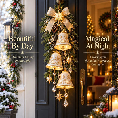 🔔✨Last Day 49% OFF✨✨ Golden Bell Blessing Cascade™ – Lighted Christmas Door Decor