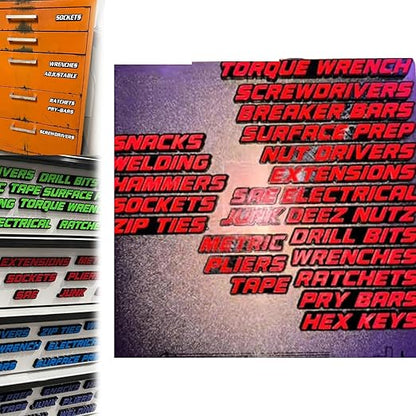 Custom Premium Magnetic Toolbox Labels for Tool Organization - 23 Pack of High Quality Magnets