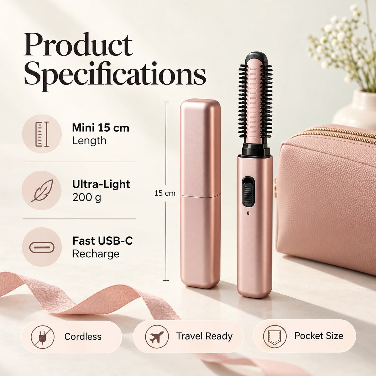 Cordless Ceramic Hair Curler – Fits in Any Bag