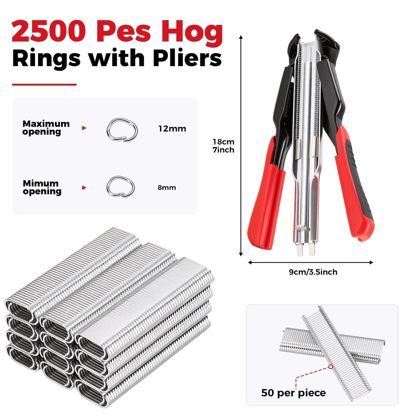 Kit de alicates para anillos de cerdo – Herramienta resistente para cercas y jaulas