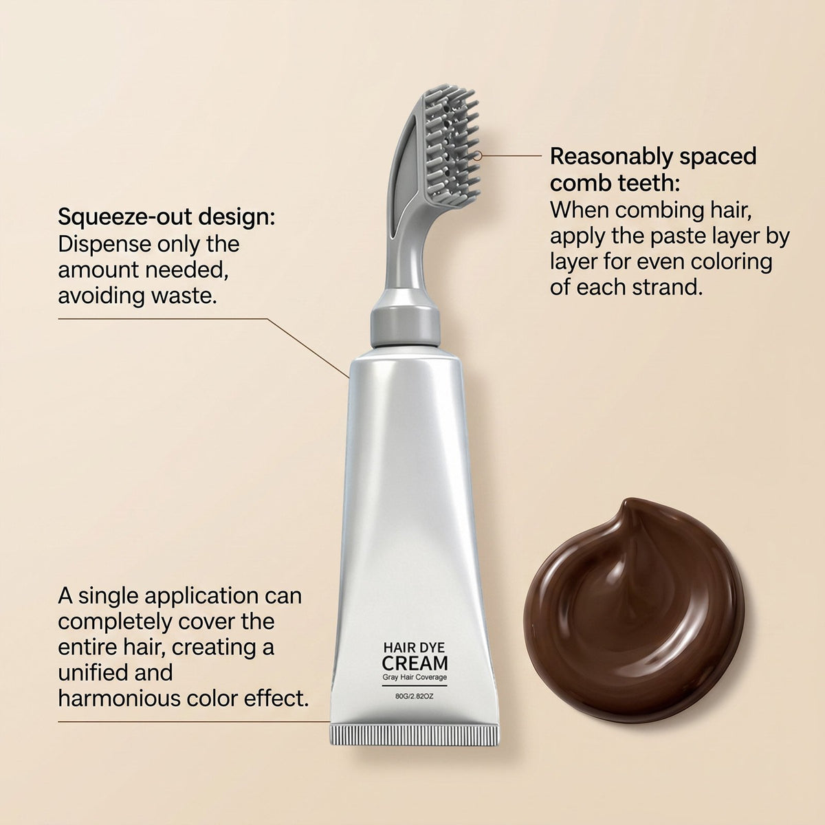 ✨Built‑in Comb Hair Dye Cream🪮Portable At‑Home Hair Color For Even Shiny Hair Touch‑Up