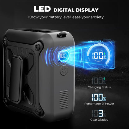 💨 5-in-1 Portable Waist Fan with 14500mAh PowerBank – High-Speed Outdoor Cooling Fan