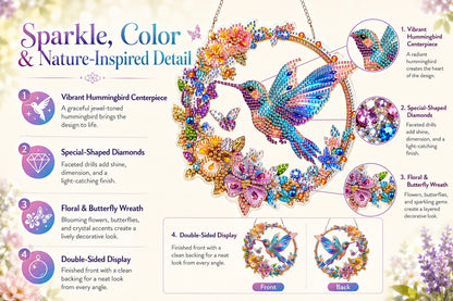 💥 Hummingbird Diamond Art Hanging Ornament Kit – Sparkling DIY Window Ornament 🐦✨