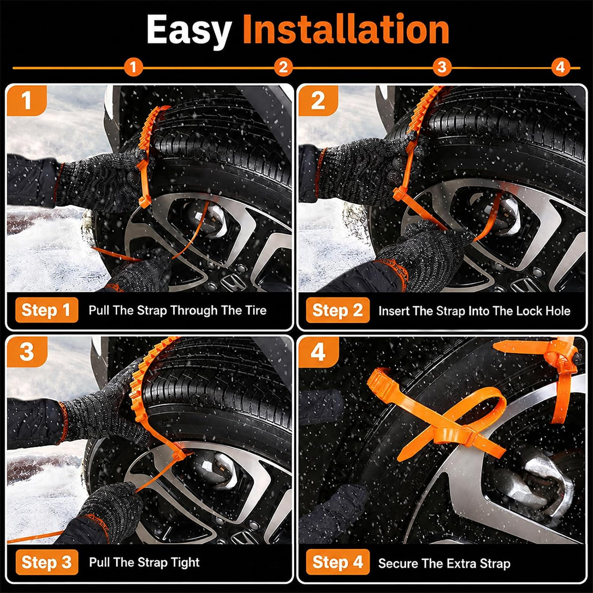 🎉50%OFF✨10 Pcs Winter Car Snow Chains Universal Anti-Skid Tire Chain ❄️
