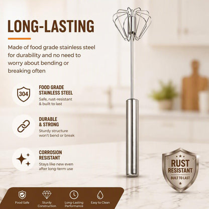 Stainless Steel Semi-Automatic Egg Whisk for Baking and Cooking