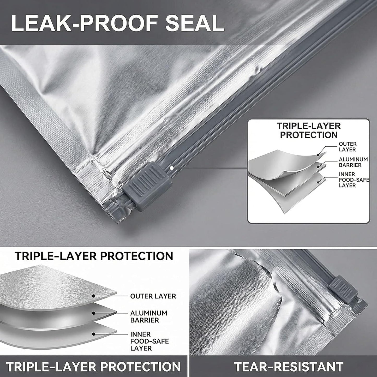 Reusable thickened upright aluminum foil sealing storage bags with labels