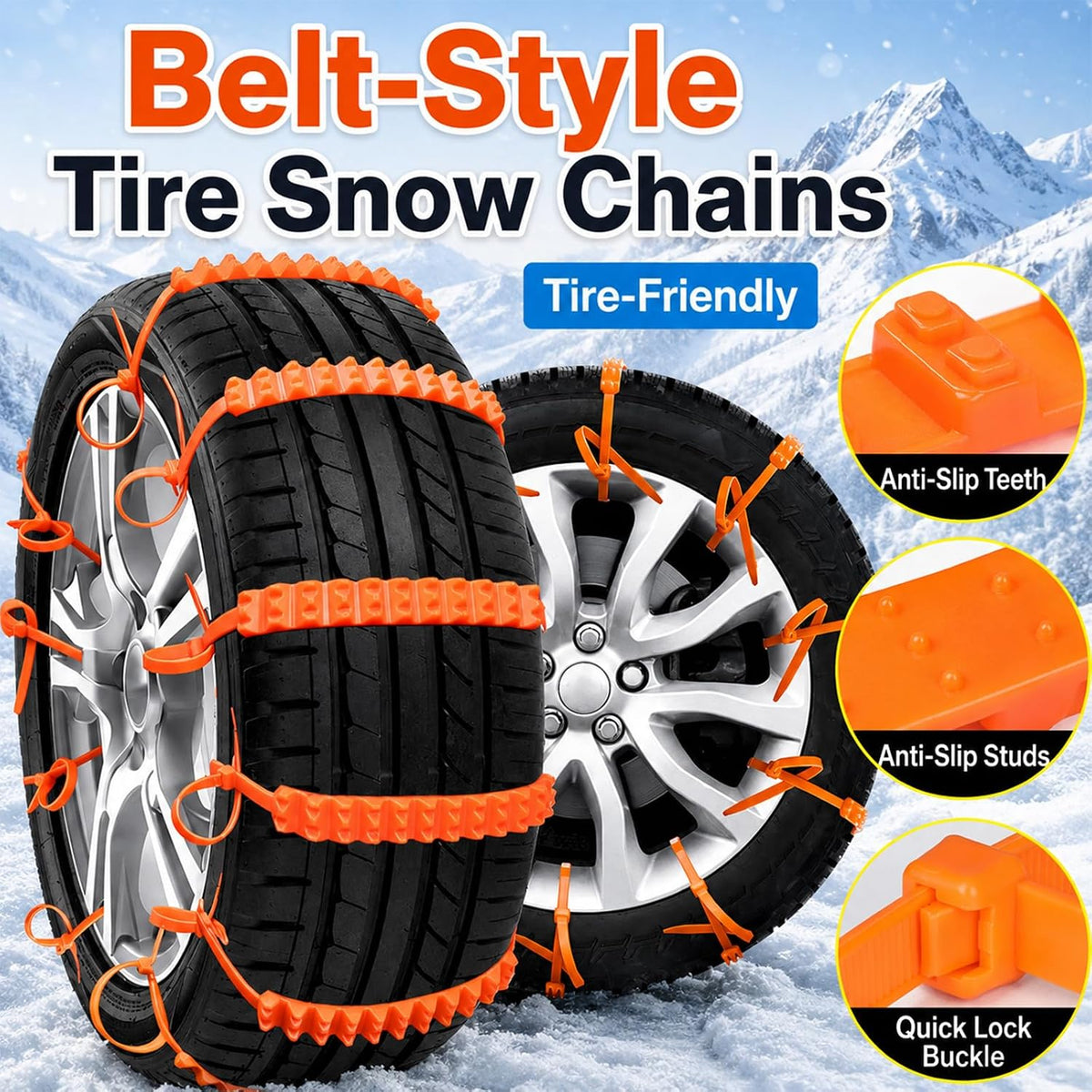 🎉50%OFF✨10 Pcs Winter Car Snow Chains Universal Anti-Skid Tire Chain ❄️