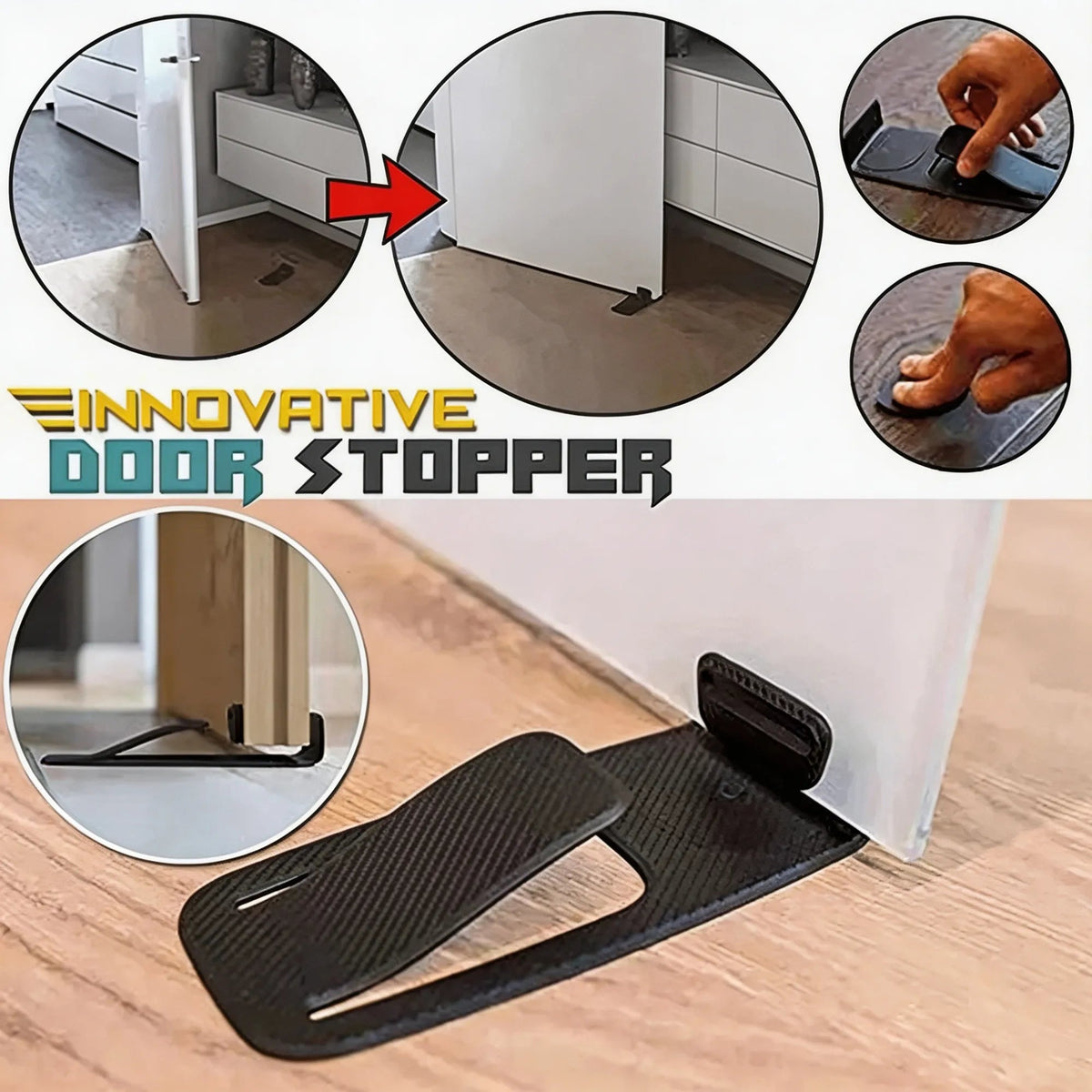 🏆Flash Sale Buy 1 Get 1 Free!!⚡Self-Adhesive Door Stopper – Non-Slip No-Drill Door Holder for Home & Office