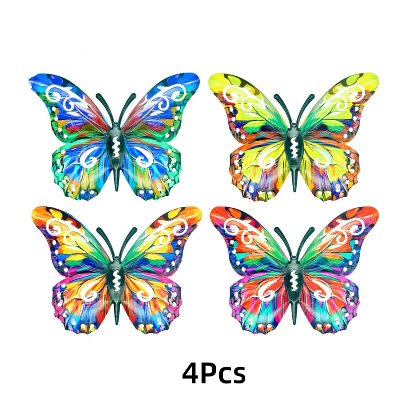 🔥2026 HOT SALE 49% OFF🦋4Pcs Butterfly Metal Wall Decor,Outdoor Hanging Wall Art Sculptures Decoration