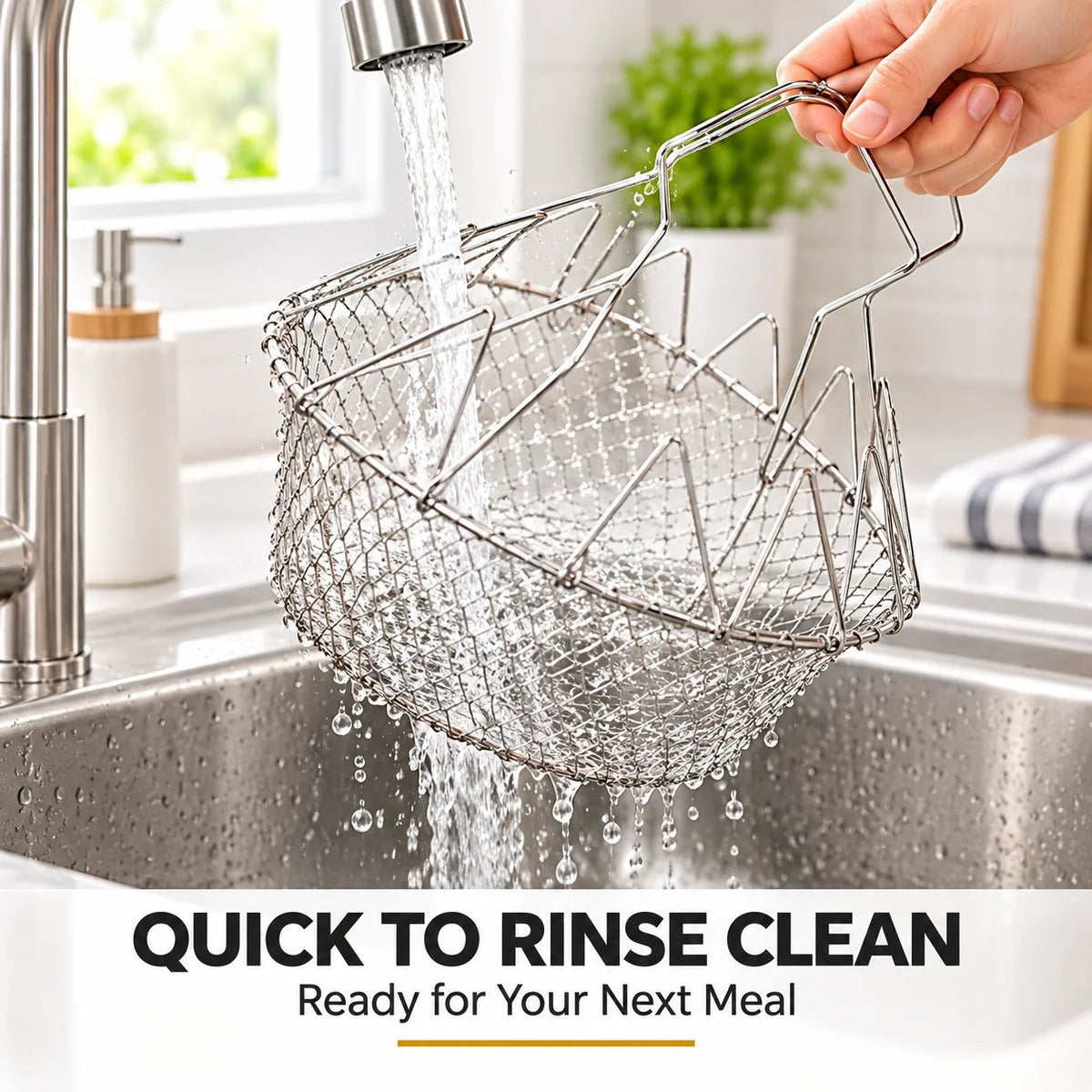 🔥Hot Sale 50% OFF – Foldable Stainless Steel Frying Basket & Colander ✨
