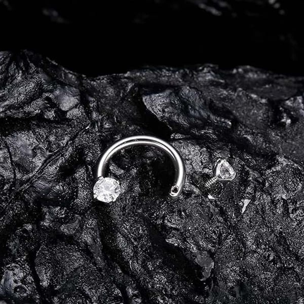 💖Zirconia Horseshoe Ring with Threaded Gems for Piercings
