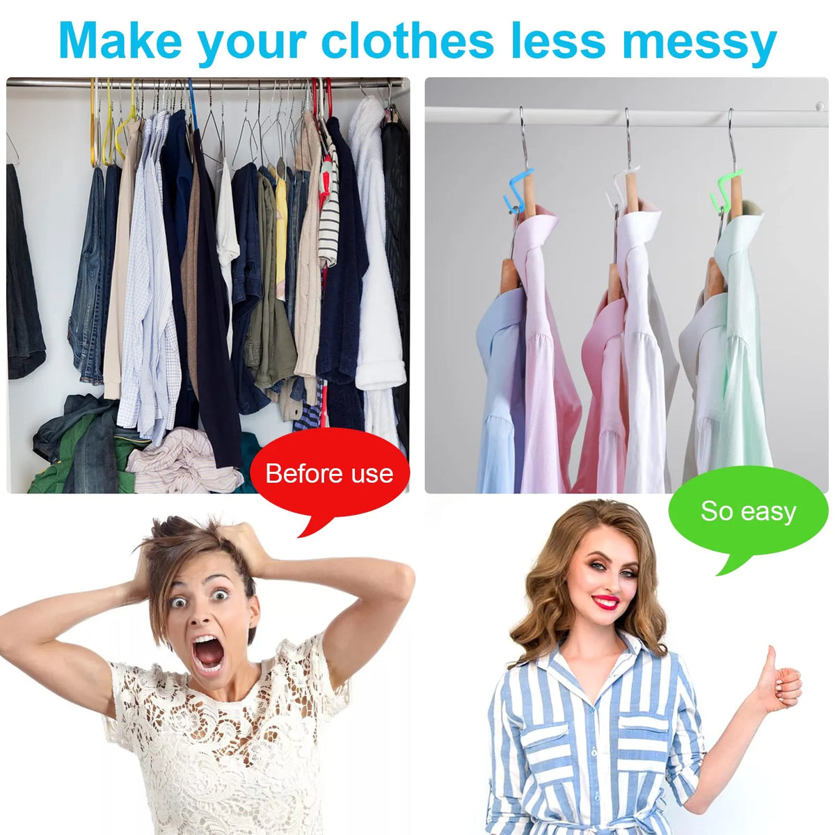 ✨ 100PCS Space-Saving Hanger Hooks – Maximize Your Closet Space in Seconds!