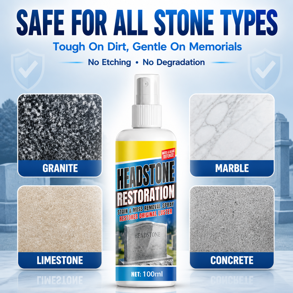 ✨ Headstone Restoration Cleaning Spray 🕯️