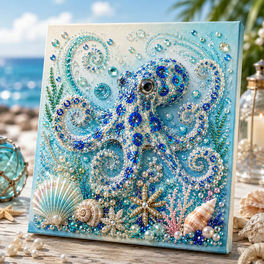 🔥Último día 49% de descuento - 🌊✨ Kit DIY de arte de perlas temático oceánico – Manualidad relajante para crear impresionantes obras de arte costeras