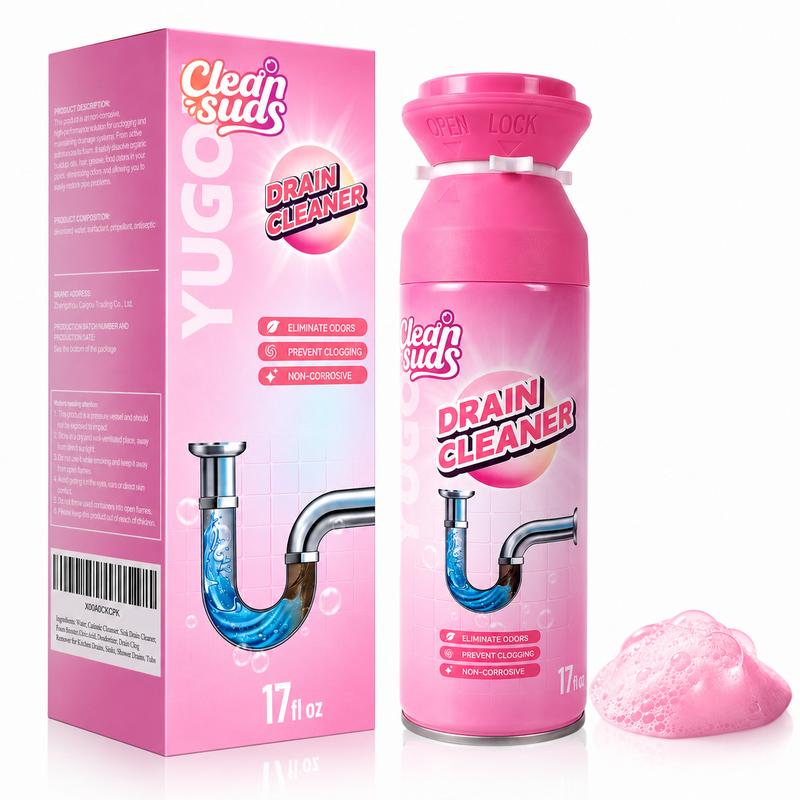 Household Safe Foam Mousse Drain Cleaner - Clog Remover, Deodorizer for Kitchen Drains and Sinks
