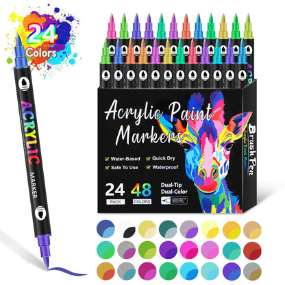 🔥Last Day Promotion-49%OFF - Dual Tip Acrylic Paint Pen Marker - 24/48Colors