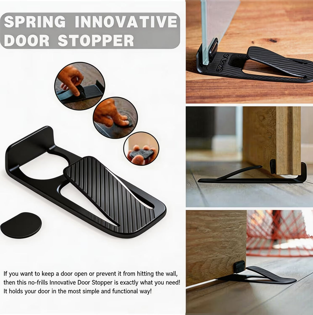 🏆Flash Sale Buy 1 Get 1 Free!!⚡Self-Adhesive Door Stopper – Non-Slip No-Drill Door Holder for Home & Office