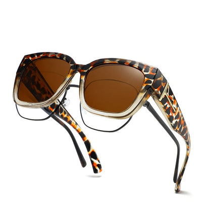 Gafas de sol polarizadas de espejo que se ajustan sobre las gafas para hombres y mujeres para conducir