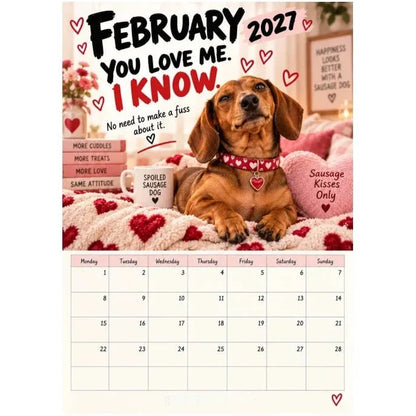 2027 Funny Dachshund Wall Calendar – 🐶Sarcastic Sausage Dog Calendar, A4 Monthly Dog Lover Gift