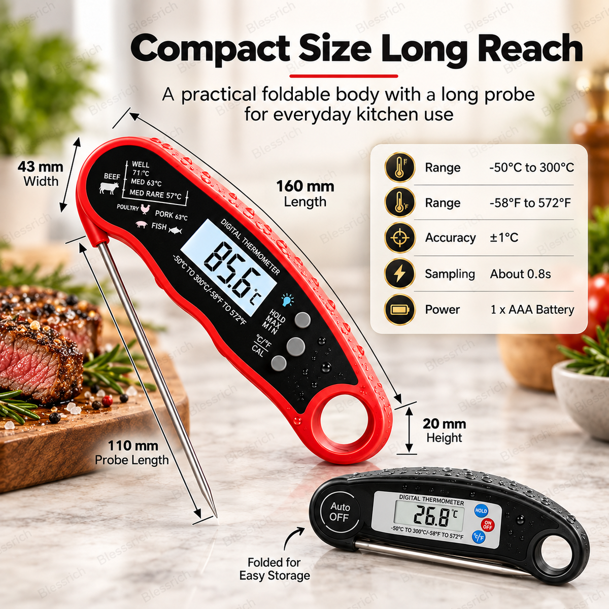 Instant-Read Digital Meat Thermometer