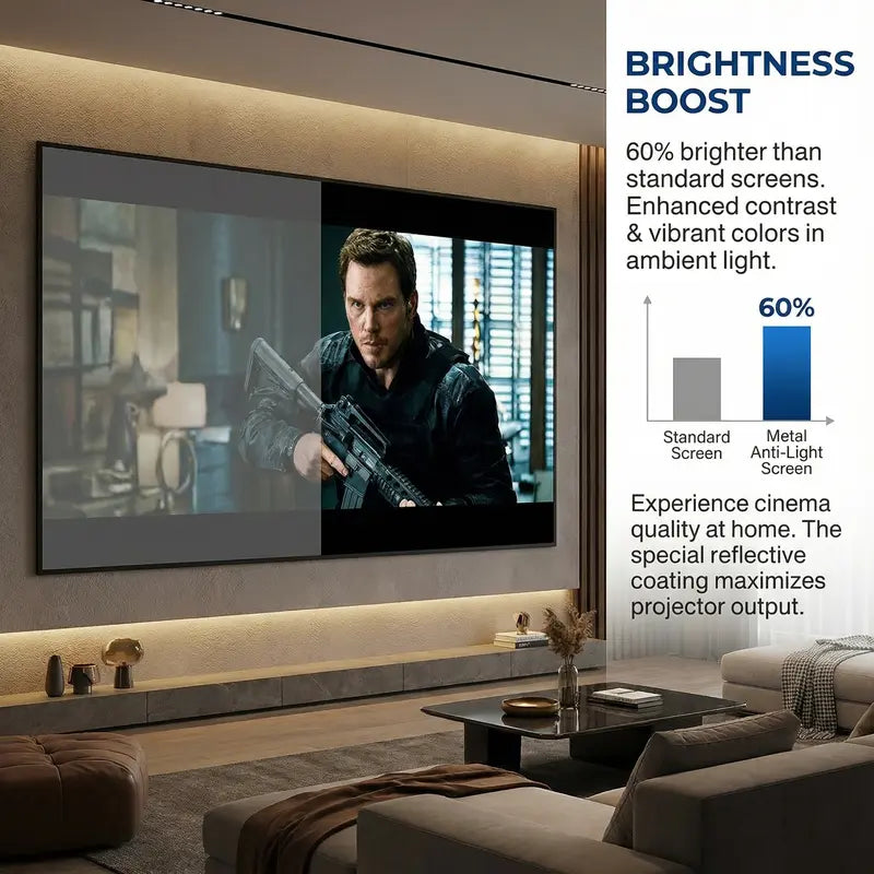 4K UHD Anti-Light Foldable Portable Projector Screen