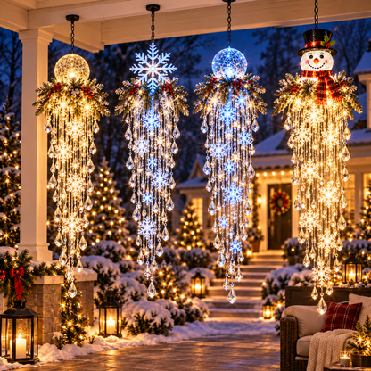 Hanging Snowflake and Crystal LED Porch Decoration ✨❄️