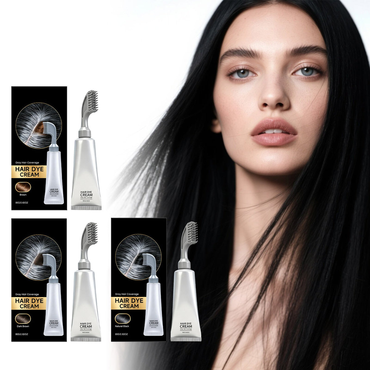 ✨Built‑in Comb Hair Dye Cream🪮Portable At‑Home Hair Color For Even Shiny Hair Touch‑Up