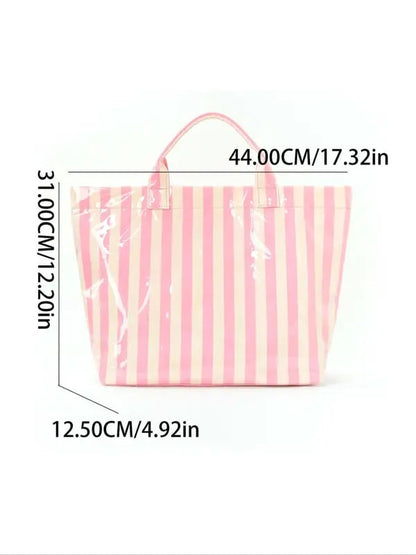🔥Hot Sale 🌟Striped tote bag, stylish and lightweight tote bag, large capacity portable travel shoulder bag