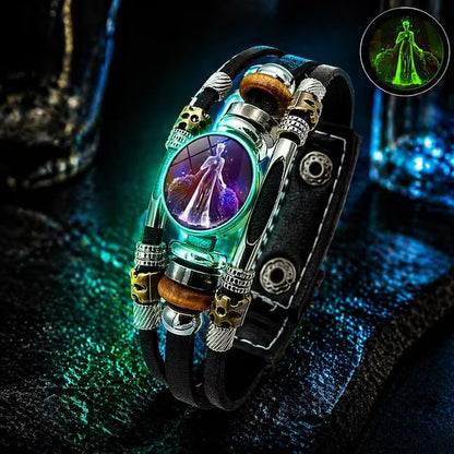 💥Limited-time 50% off ☪️Glow-in-the-dark leather zodiac sign bracelet for men and women (6.9/8.1 inches)♑️