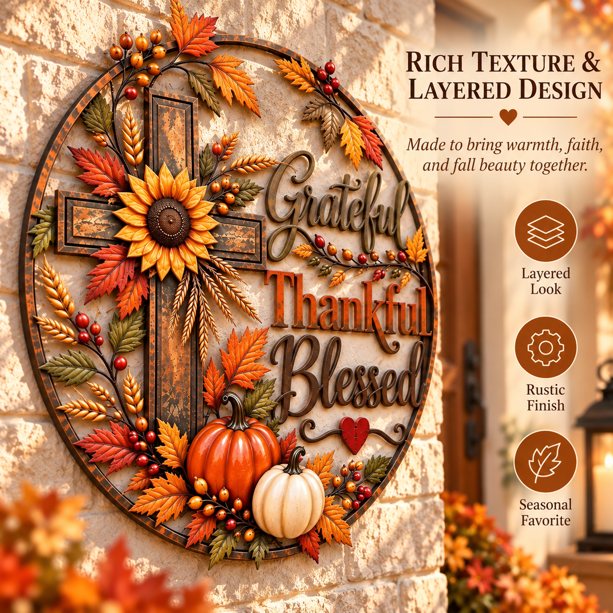 🍂 Grateful • Thankful •  Fall Faith Wall Decor ✝️🌻