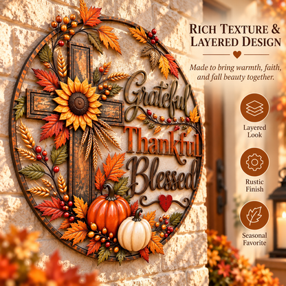 🍂 Grateful • Thankful •  Fall Faith Wall Decor ✝️🌻