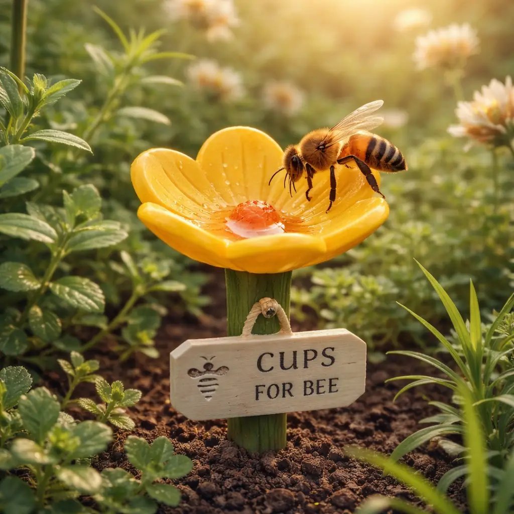 🐝Estación de agua para abejas con forma de flor💧
