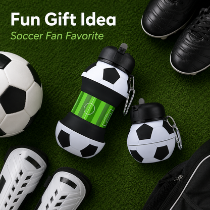 Soccer-themed Silicone Folding Water Bottle