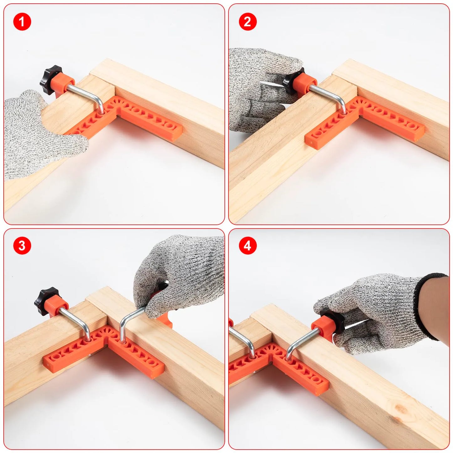 🔧90 Degree Corner Clamp & Positioning Square Set - (3" 4")inch x 8 Right Angle Clamp with 8 Clamp ABS Plastic L-Shaped Tool