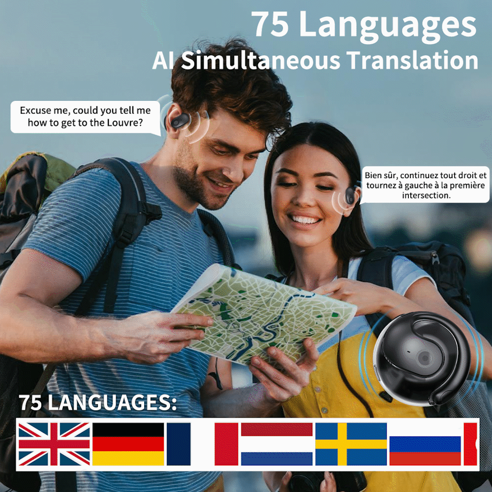 🏆#1 Best Seller ⏰Limited Time 50% OFF 💎AI Translation Wireless OWS Bluetooth5.4 Earphones (Fit iOS & Android)