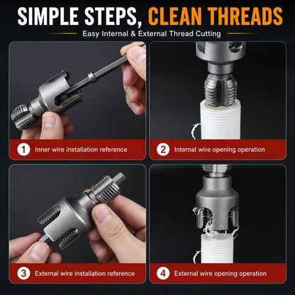 💯Drill-Powered Pipe Thread Cutting Bit — Internal & External Threading for 1/2' & 3/4' Plastic Pipes