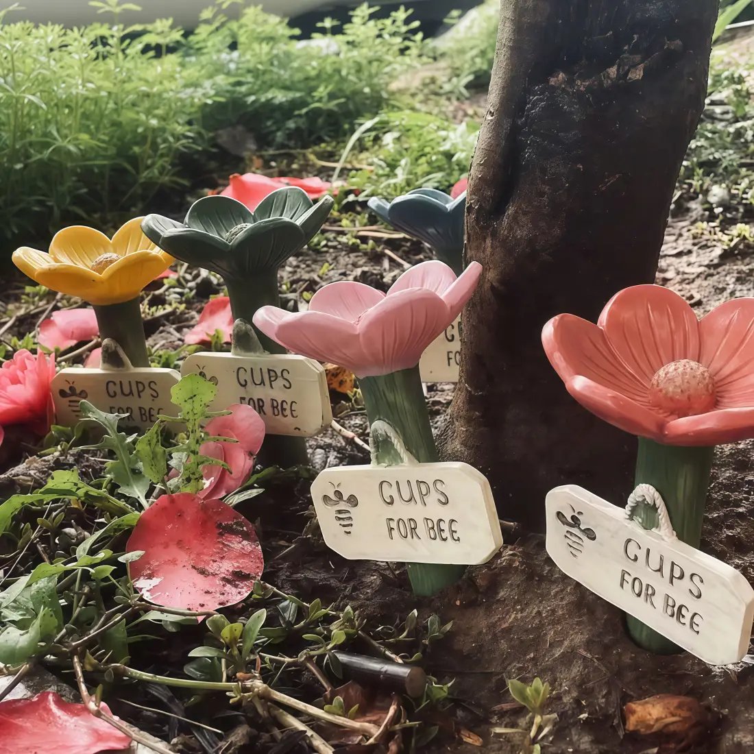 🐝Estación de agua para abejas con forma de flor💧