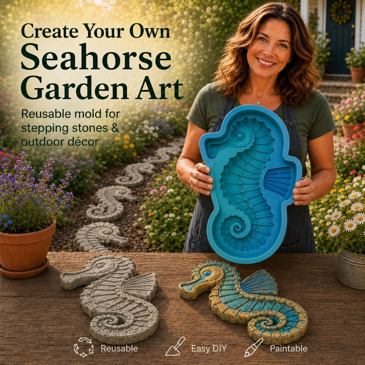 🌊 Reusable Ocean Theme Garden Art Mold – Make Your Garden Truly One of a Kind (📦Buy 2 Free Shipping)