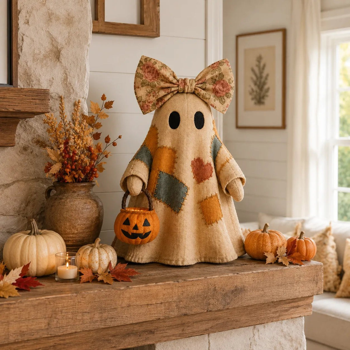 Lighted Vintage Patchwork Ghost 👻 Buy 2 Free Shipping