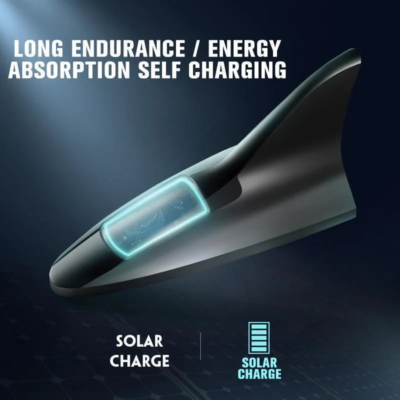 Antena de techo con aleta de tiburón para coche con energía solar y luz LED intermitente