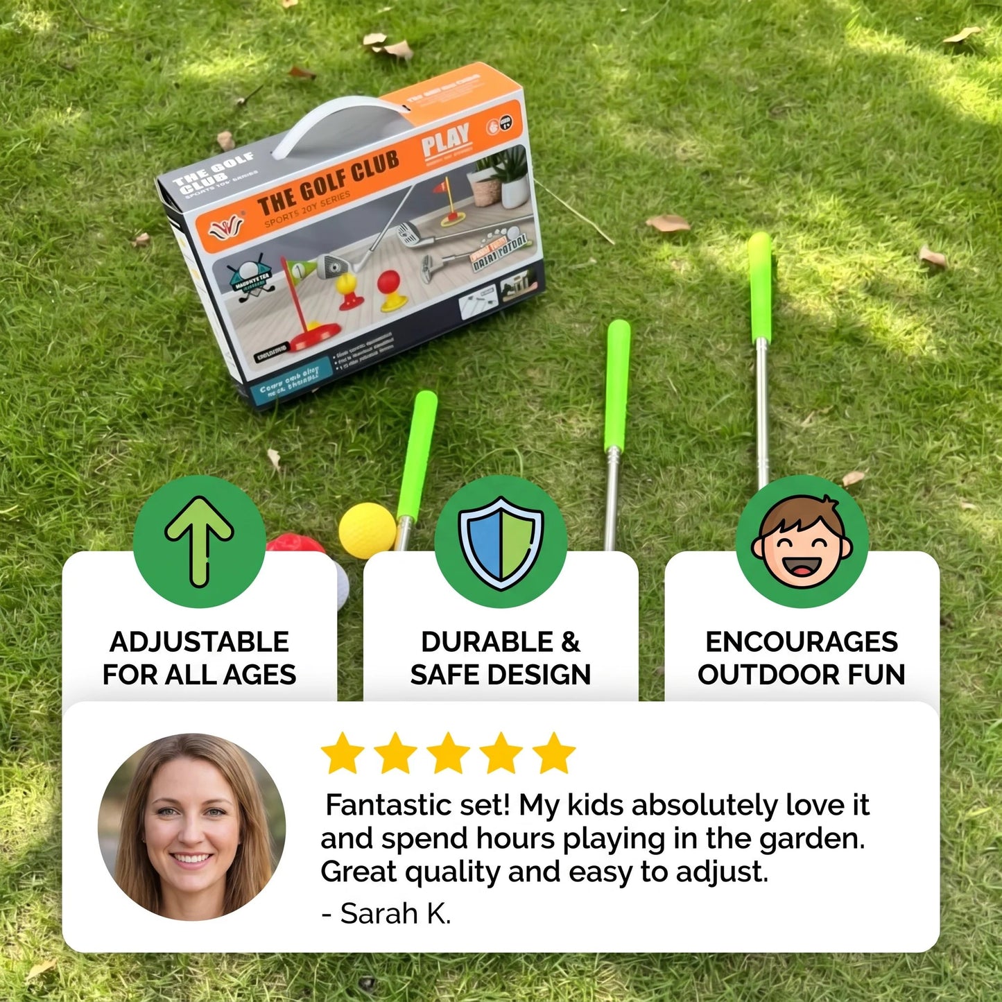 💥🏆Kids Golf Set with Adjustable Clubs – Perfect for Backyard Play