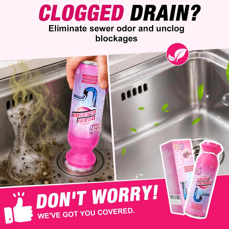 Household Safe Foam Mousse Drain Cleaner - Clog Remover, Deodorizer for Kitchen Drains and Sinks