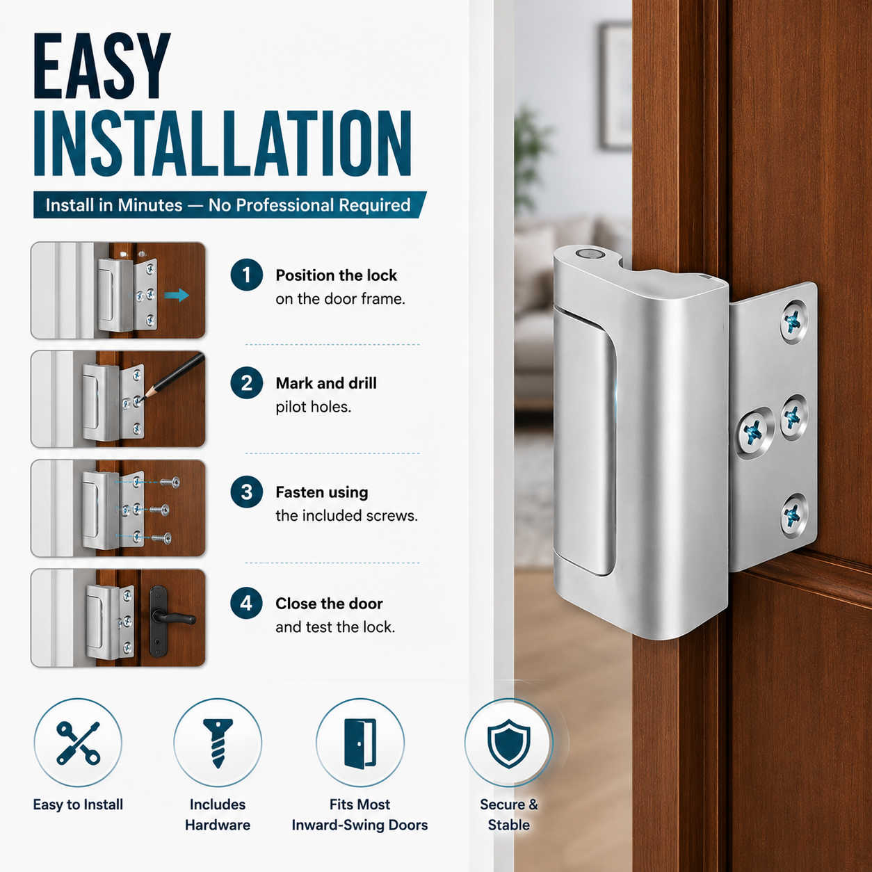 High-Security Metal Door Lock